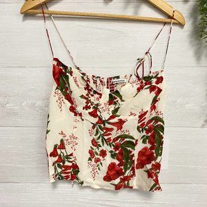 Reformation Cream & Red Floral Tank Top NWT